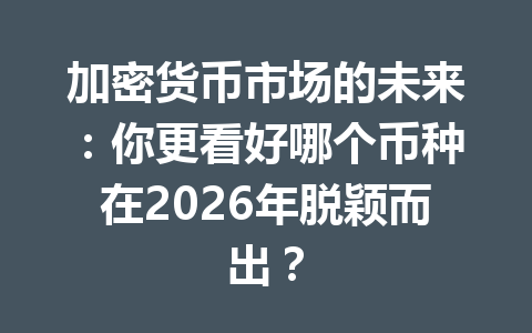加密货币市场的未来:你更看好哪个币种在2026年脱颖而出?