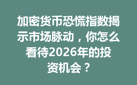 加密货币恐慌指数揭示市场脉动，你怎么看待2026年的投资机会？