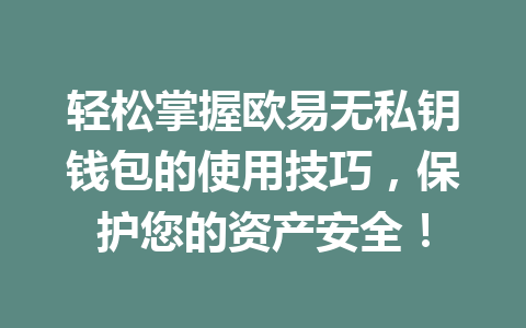 轻松掌握欧易无私钥钱包的使用技巧，保护您的资产安全！