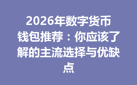 2026年数字货币钱包推荐:你应该了解的主流选择与优缺点