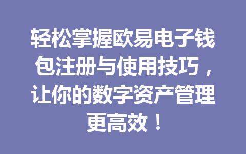 轻松掌握欧易电子钱包注册与使用技巧,让你的数字资产管理更高效!